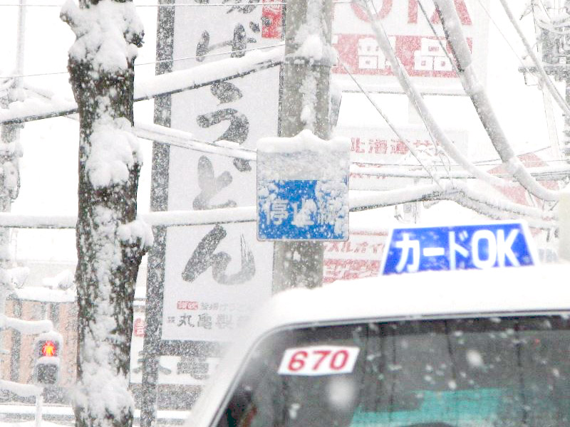 道路に積雪があるのですから、道に描かれた白線や停止線は見えなくてあたりまえ