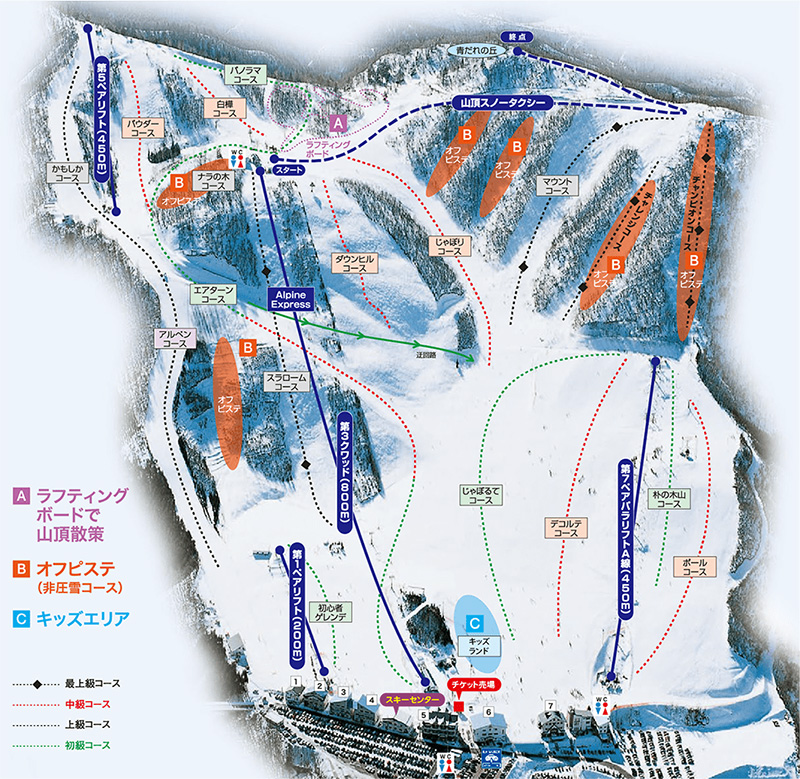 飛騨ほおのき平スキー場 ゲレンデ・コースマップ