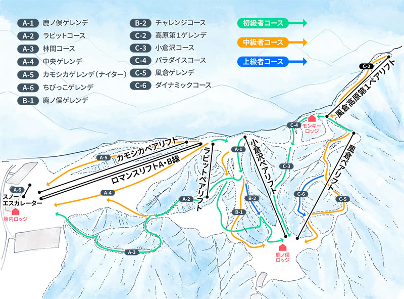 胎内スキー場　ゲレンデ・コースマップ
